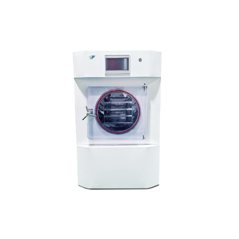 Congelamiento vertical secador | Cámara cilíndrica | -45 ℃ ~+50 ℃ Temperatura del estante | PLC controlado | 2–4 capas | Capacidad de hielo de 8 kg
